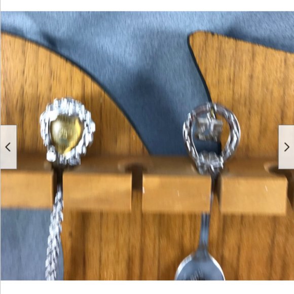 Vtg 25th Anniversary Wood Souvenir 24 Tea Spoon Holder Display Rack Wall Mount - Picture 5 of 7
